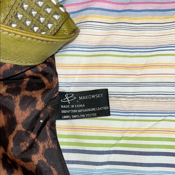 B. Makowsky Olive Green Studded Shoulder Bag - Picture 12 of 16